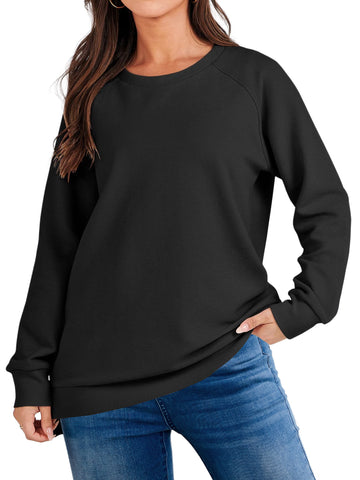 SHINE UP Sweatshirt for Women Long Sleeve Crew Neck Tunic Tops Oversized Casual Pullover Shirts with Side Zipper