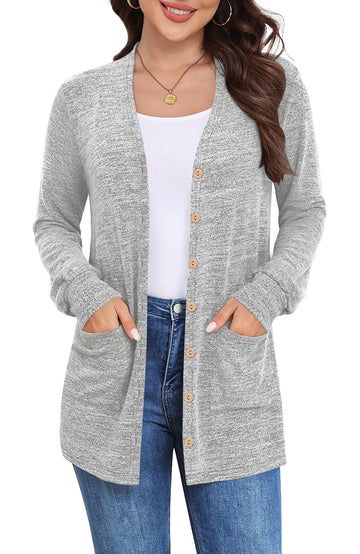 Shine Up Womens Lightweight Cardigan Button Down Long Sleeve Tops Casual Open Front Cardigans