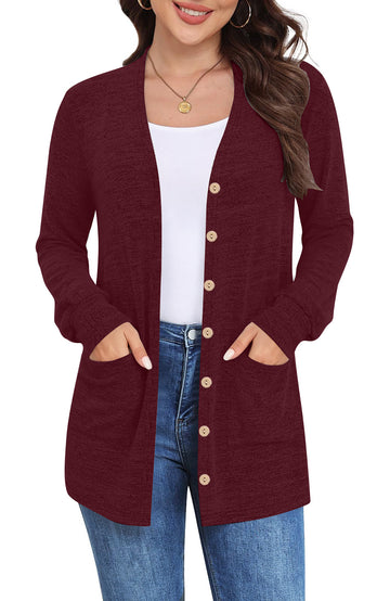 Shine Up Womens Lightweight Cardigan Button Down Long Sleeve Tops Casual Open Front Cardigans