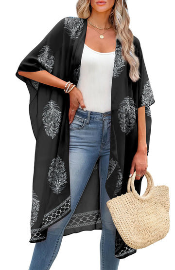 Shine Up Kimonos for Women Swimsuit Coverup Summer Print Loose Beach Cardigans Swimwear