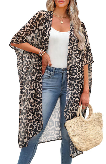 Shine Up Kimonos for Women Swimsuit Coverup Summer Print Loose Beach Cardigans Swimwear