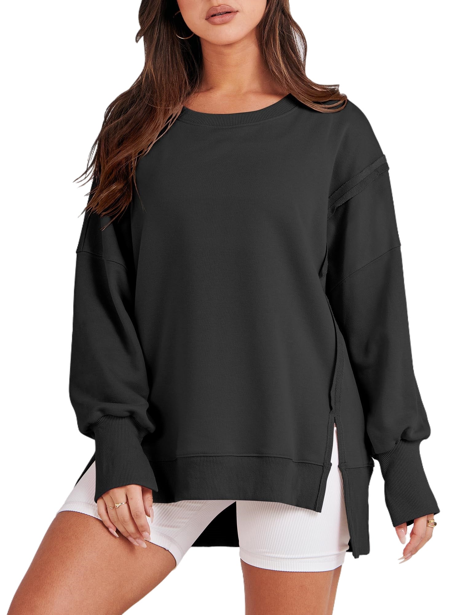 UVN Sweatshirts for Women Long Sleeve Pullover Fall Crewneck Oversized Tops