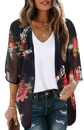 Shine Up Blouses for Women Print Kimono Plus Size Clothes Summer Casual Swimsuits Coverup Tops