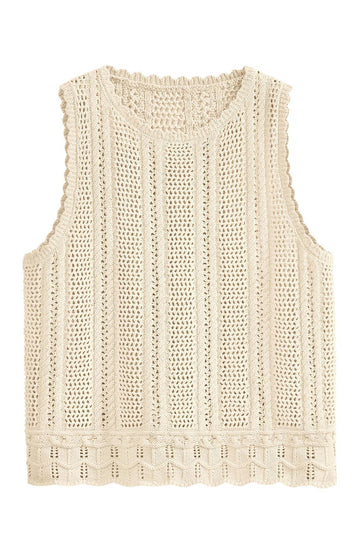 Shine Up Knit Tank Tops for Women Beach Vacation Clothes Summer Casual Crochet Tops Vest