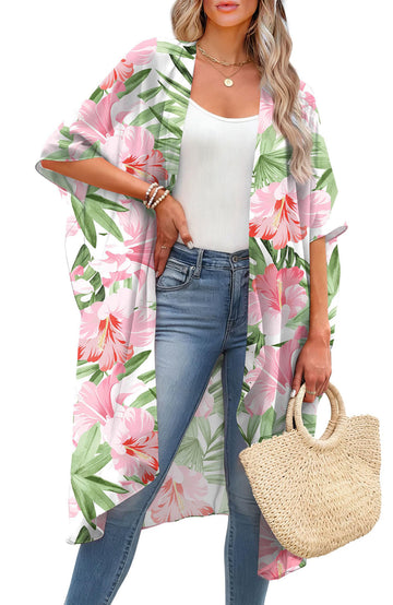Shine Up Kimonos for Women Swimsuit Coverup Summer Print Loose Beach Cardigans Swimwear