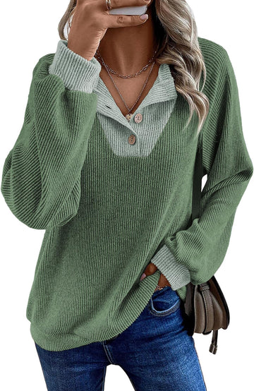 Shine Up Patchwork Sweatshirts for Women V Neck Long Sleeve Shirts Casual Pullover Tops