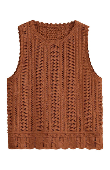Shine Up Knit Tank Tops for Women Beach Vacation Clothes Summer Casual Crochet Tops Vest