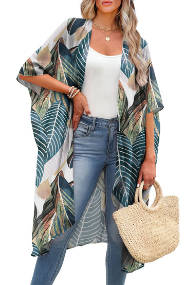 Shine Up Kimonos for Women Swimsuit Coverup Summer Print Loose Beach Cardigans Swimwear