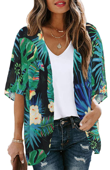 Shine Up Blouses for Women Print Kimono Plus Size Clothes Summer Casual Swimsuits Coverup Tops