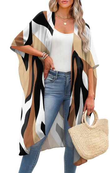 Shine Up Kimonos for Women Swimsuit Coverup Summer Print Loose Beach Cardigans Swimwear