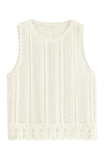 Shine Up Knit Tank Tops for Women Beach Vacation Clothes Summer Casual Crochet Tops Vest