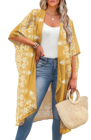 Shine Up Kimonos for Women Swimsuit Coverup Summer Print Loose Beach Cardigans Swimwear