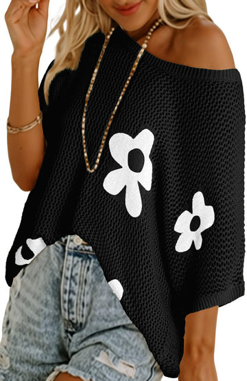 Shine Up Crochet Beach Coverups Women Swimsuits Summer Short Sleeve Blouses Knit Hollow Out Tops