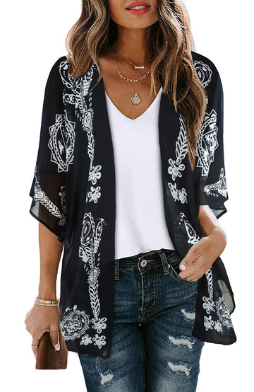 Shine Up Blouses for Women Print Kimono Plus Size Clothes Summer Casual Swimsuits Coverup Tops