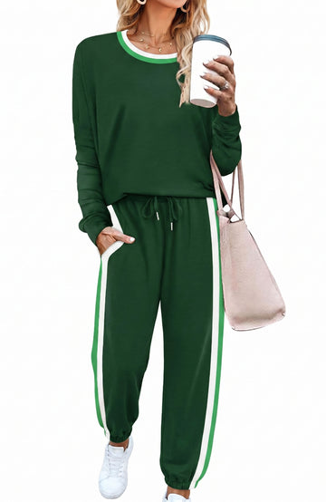 Shine Up Women 2 Piece Lounge Sets Striped Jogger Sets Fall Outfits Loose Sweatsuits with Pockets