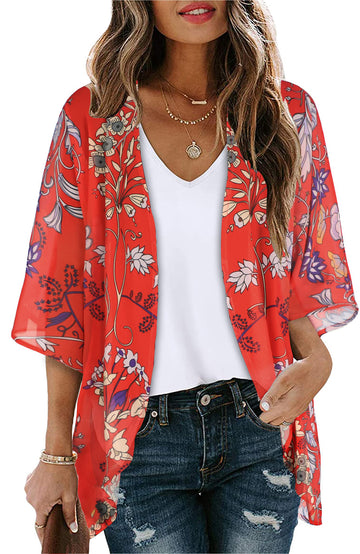Shine Up Blouses for Women Print Kimono Plus Size Clothes Summer Casual Swimsuits Coverup Tops