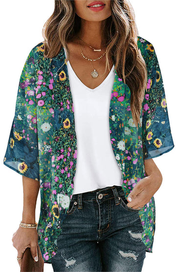 Shine Up Blouses for Women Print Kimono Plus Size Clothes Summer Casual Swimsuits Coverup Tops