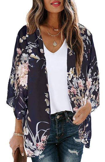 Shine Up Blouses for Women Print Kimono Plus Size Clothes Summer Casual Swimsuits Coverup Tops